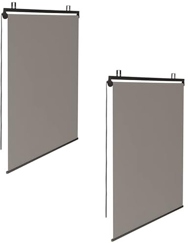 IDMarket - Lot de 2 Stores enrouleurs L.124 x H. 225 CM pour pergola Taupe