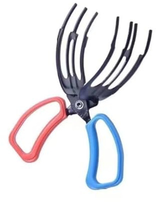 Fishing Pliers Gripper, Claw Fish Gripper Iron Grabber Fish Grip Holder Metal Fish Control Clamp Claw Tong Grip Tackle Tool Fish Catcher for Fishing (Blue 3 Claws, 21cm*12cm)