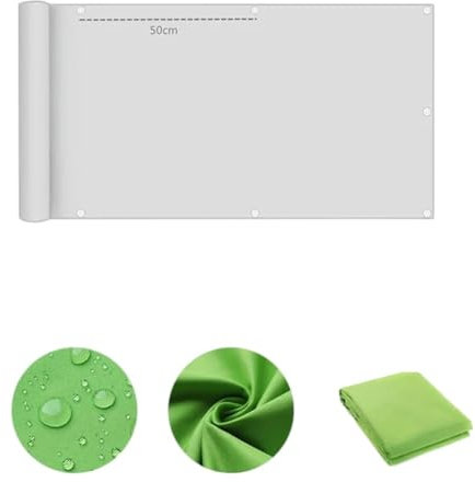 Valla impermeable 420D para balcón, valla de protección UV, valla de privacidad, cubierta de terraza, valla de privacidad, color verde, 1,5 x 2 m