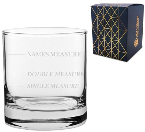 Personalised Engraved Novelty Old Fashioned Whisky Glass with 'Name's Measure' Design, Customise with Any Name for Any Occasion, Gift Box Included, Laser Engraved, Birthday Fathers Day Retirement