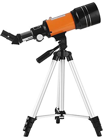 CCKUHN Teleskop-Refraktor-Spektiv mit 5 x 24-Sucherfernrohr, Stativ, Mondfilter, 3-fache Barlow-Linse für Sternbeobachtung, Vogelbeobachtung, Camping, 70 mm, astronomisches 150-faches Hoc