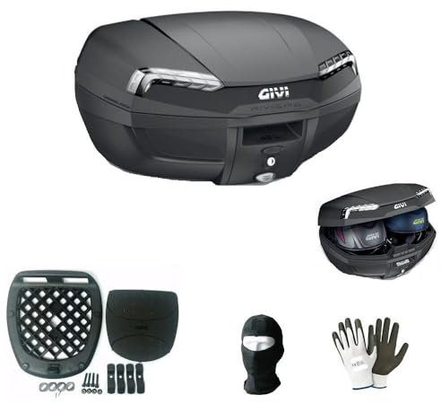 KOMPATIBEL MIT BMW F 700 GS E46NT Riviera KOFFERTOPCASE MIT WEISSEN Reflektoren+MONTAGESATZ+Anti-VIBRATIONSMATTE+Platte FÜR Motorrad GEPÄCKTRÄGER 2 GROßE HELME
