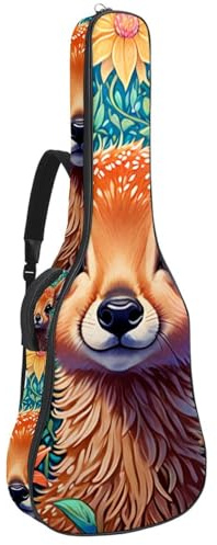 Tasche für Akustikgitarre, schöne 101,6 cm / 104,4 cm / 106,7 cm wasserdichte Gigbag mit Schutzschicht, Farbzeichnung Katze, Mehrfarbig Nr. 04, 42.9x16.9x4.7 in, Gitarrentasche