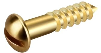 NOOTO #2 x 3/8 Round Head Wood Screws, Solid Brass, Slotted Drive, Partially Threaded, Quantity 120