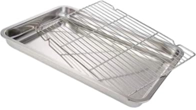 Fenteer Teglia da Forno Teglia da Forno con griglia Contenitore per Alimenti Facile da Pulire Teglia per Biscotti in Metallo Teglia da Forno per Uso Domestico, 32 Cm X 22 Cm X 4.8
