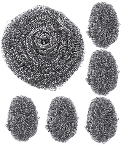 ANDRESLAD 6pcs Stainless Steel Wire Scrubbers Set for Pot and Pan Cleaning Heavy Duty Metal Brushes for Kitchen Use Sturdy and Efficient Scrubbing Balls