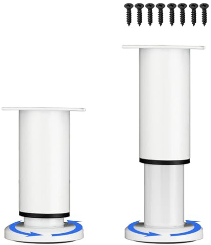LJMbed 2 Stück Möbelfüße Metall, Möbelfüß Höhenverstellbar Set 12cm-18cm Einstellbar Stahl Bettfüße Ersatz Stützfüße Tischbeine für Möbel Sofa Bett. (Weiß-2, 12cm-18cm)