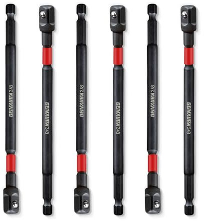 Geinxurn Juego de 6 adaptadores de enchufe de impacto, cuadrado de 3/8 pulgadas, juego de destornilladores de extensión de 6 pulgadas, adapta tu taladro eléctrico a llave de impacto de alto par
