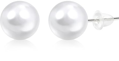 Süßwasserperlen Ohrringe Echt 925 Silber Perlenohrringe Stecker Weiß 8MM