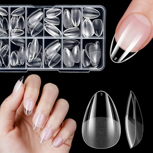 Nageltips Kurz 120 Stück - Venares Full Cover Soft Gel Mandel Nail Tips für Gelnägel, 12 Größen Vorgeformte Almond Tips XS - DIY Nagelverlängerung