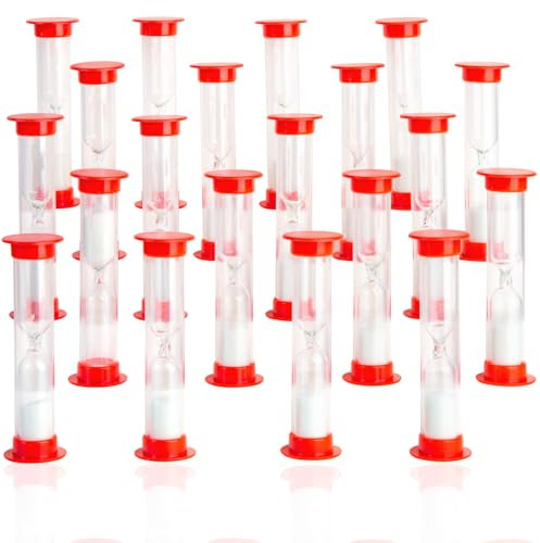 Sanduhr 1 Minute X20 Stück Rot Sanduhren Set Für Kinder Bruchfest 1min Sanduhren Schule/Zähneputzen/Lernen/Spiel Timing/Klinik/Therapie/Toilette Mann - Sanduhren Kinder Plastik (1 Minuten)