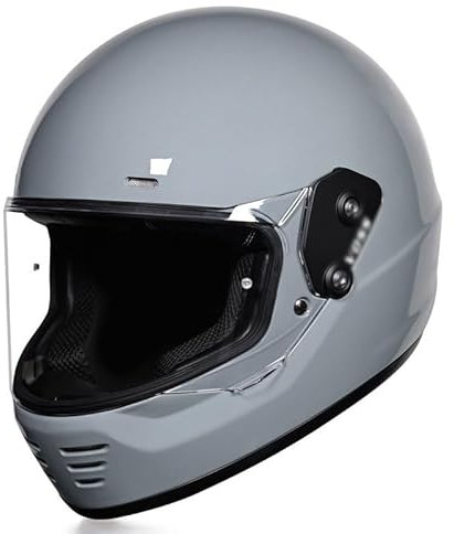Vintage Motorrad Klapphelme, Motorrad Lokomotive Helme, Motorrad Motocross Helme, Mit Visier Motorrad Integralhelme Herren Damen, DOT/ECE-Zulassung Motorradhelm Für ATV Utv ,L=(59-60cm),AA