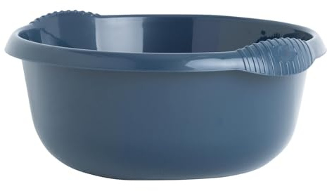 Plastic Washing up Bowl 36cm Round Basin Bowls with Moulded Handles Navy Blue Multi-Purpose Kitchen Vegetable Washing Bowls Sink Tidy Organizers