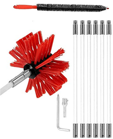 SIYAN Chimney Sweep Kit, Chimney Cleaning Kit Chimney Cleaner Air Duct Cleaning Kit Dryer Lint Brush Vent Cleaner Chimney Cleaning Brush Dryer Vent Cleaner Kit(6 Rods,610mm)