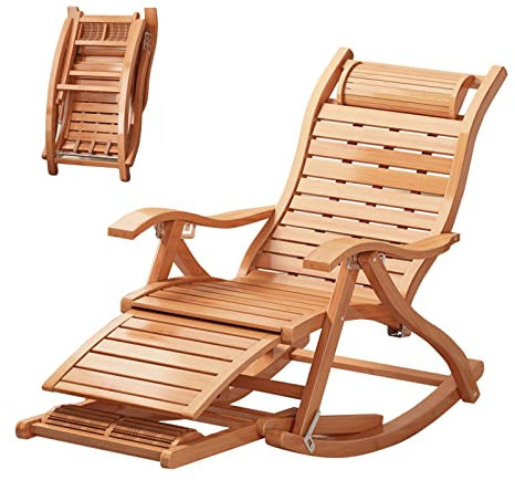 Liegestuhl mit Schwerelosigkeitseffekt, Schaukelliegestühle aus Holz für Erwachsene, ergonomische Gartenliegestühle, Gartenstuhl, Terrasse, Pool, tragender Liegestuhl 220 kg (Farbe