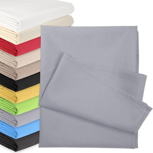 Bettlaken OHNE Gummizug 100x200 cm Poly Baumwolle Grau | Glatte Betttuch ohne Spanngummi. Atmungsaktiv, Waschbar. Laken, klassische Betttücher, Haustuch für Zuhause, Hotel