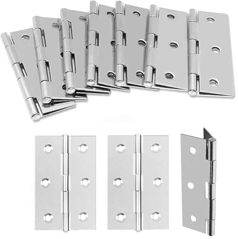 10 Stück 7,6 cm Türscharniere aus Edelstahl, flache Scharniere, Fensterscharniere, Schrankscharniere, Türbox, Möbelbeschläge