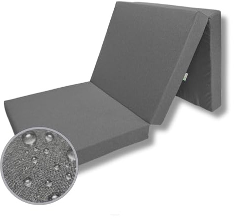 FORTISLINE Klappmatratze 195x80x9 cm - 3-teilige Faltmatratze als Gästematratze, Campingmatratze und Wohnwagenmatratze, wasserabweisender Outdoor-Bezug, Abnehmbarer Bezug, Oeko-TEX Standard 100