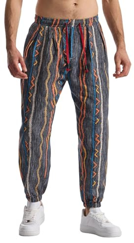 MakingDa Baggy hippy byxor herr mönstrad hippie haremsbyxor bomull tryckt yoga lounge byxor, Ny1-5, XXL