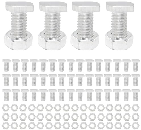50 Sets Greenhouse Nuts and Bolts M6 - Aluminium Greenhouse Hex Nuts and T Head Bolts, for Greenhouse, Garden Fixing, Silver