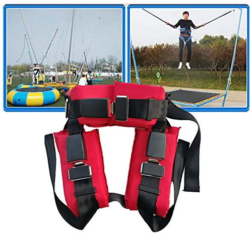 Bungee-Trampolin-Sicherheitsgurt für Kinder und Erwachsene, elastisches Seilband mit 3 Hakenschnallen, Springzubehör für mehr Spaß und Sicherheit, Rot
