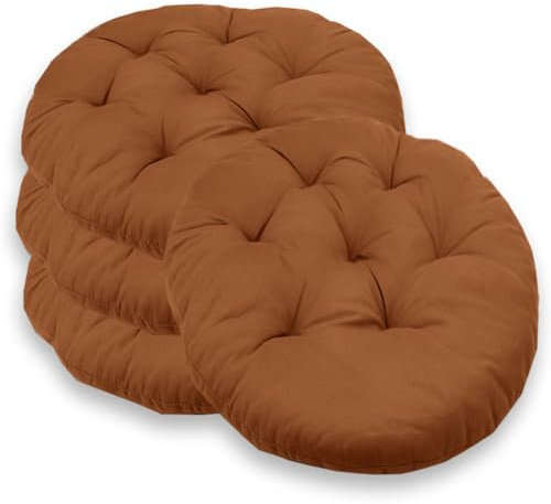 4er Set Stuhlkissen Rund 40cm,Runden Sitzkissen Gefüllte Sitzkissen, Stuhlkissen Anthrazit für Gartenstuhl,Bürostuhl,Balkonstuhl,Weiche Indoor & Outdoor Kissen Sitzpolster für Wohnzimmer,Haus (Braun)