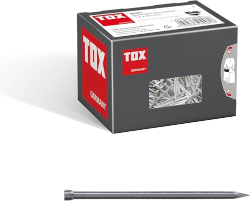 TOX Drahtstifte Nails 1,4x25 mm mit Stauchkopf für beinahe unsichtbare Befestigungen in Holz M, universelle Einsatzmöglichkeit im Innen- und Außenbereich, blanker Stahl, 400 g im Karton, 063100201