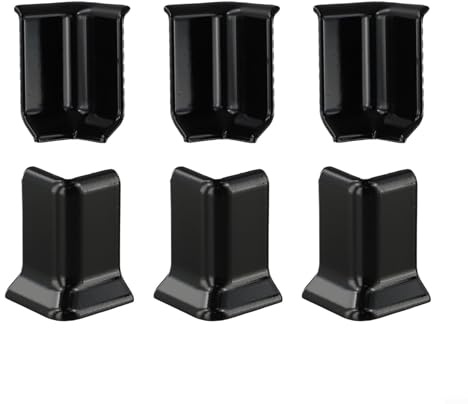 Zilimontt Baseboard Corner for 5.4 cm Height Baseboards, ABS Inside and Outside Corner Trim Connectors, Easy Install Wall Base Molding Accessories, Pack of 6 in (S Black)