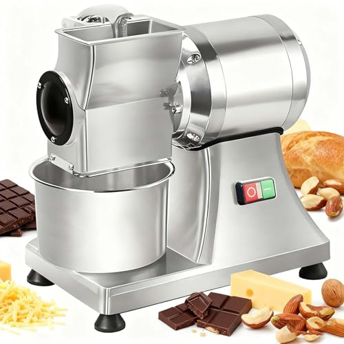 LYNNEYING Molino de Nueces Comercial Mejorado, Rallador de Queso, 900W 2800rpm, Entrada 16cm, Cubierta de Seguridad, para Queso/Cacahuetes/Pan/Cocinas Domésticas/Comerciales