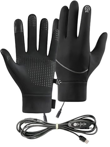 Opdestn Gants Chauffants pour Hommes,Moufles USB Tactiles avec 3 Températures Réglables - Gants Thermiques USB Contre Le Froid,pour Plein Air Moto Ski Snowboard Patinage Randonnée Travail