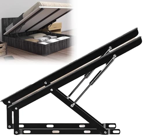 Gasfederhebe-Set für Bettaufbewahrung und Sofas, 88 cm, pneumatischer hydraulischer Mechanismus, platzsparend, Unterstützung für Klappbetten, 2 Stück (schwarz)