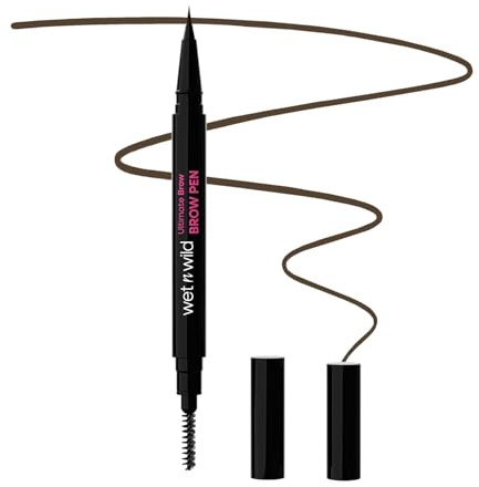 Wet n Wild, Ultimate Brow Pen, Dual-Ended Tip with Brush and Spoolie for Hair-Like Strokes, Long-Lasting Wear Up to 16H, Lightweight, Buildable Ink for a Fresh Finish, Dark Brown