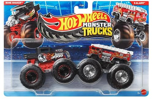 Hot Wheels Monster Trucks, Bone Shaker et 5 alarmes, véhicules jouets moulés sous pression à l'échelle 1:64