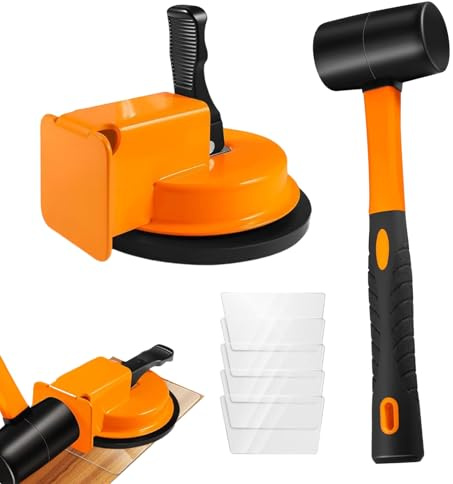 Bodenlücken Fixierer Set, Werkzeug Zum Fixieren Von Bodenfugen Reparaturwerkzeug Für Laminat-Bodenlücken Mit Gummihammer & 5 Ersatz-Klebepads Für Wohnzimmer, Schlafzimmer, Arbeitszimmer