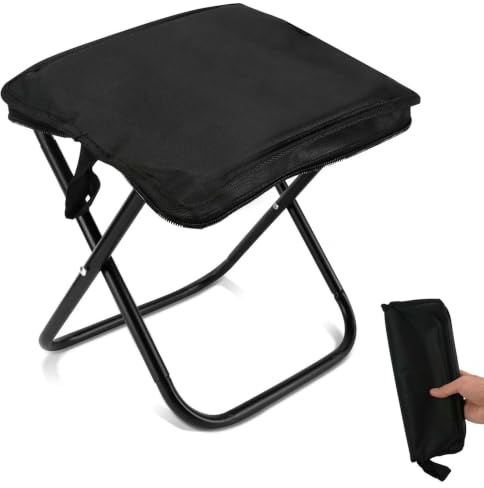 NANASUGUR Klapphocker, Tragbarer Campinghocker Klappbar, Campingstuhl Faltbar mit Handtaschen-Design, Dreibeinhocker für Angeln Picknick Trekking Jagd Wandern (Schwarz)