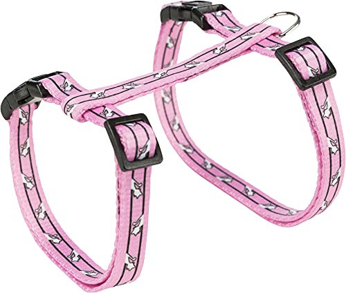 TRIXIE Katzengeschirr mit Leine - Bauchumfang 27 - 45 cm - 1,20 m Leine - stufenlos verstellbares Gurtband - Schnappverschlüsse - Bolzenhaken - diverse Farben - zufällige Auswahl - 4142