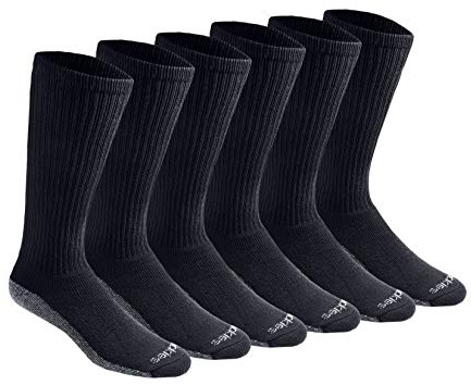 Dickies Men's Dri-Tech Original Moisture Control Crew Socks, Available in M-XXL (6, 12, 18 Pairs), Black (6 Pairs), X-Large