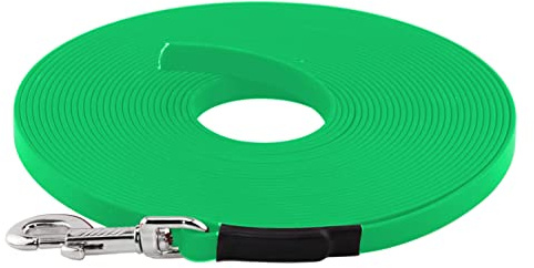 LENNIE BioThane Schleppleine, 20m, Neon-Grün, 16mm für große Hunde, genäht