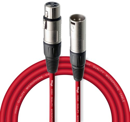 Stagg SMC3 CRD 3 m XLR to XLR Microphone Cable - Red
