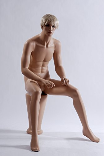 Euroton NEU sitzende Schaufensterpuppe Mannequin Figur männlich MS-12 Mannequin Male Hautfarbe Sitz mit Hocker