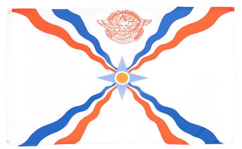 AZ FLAG Bandiera Assiria 150x90 cm Assiriana Poliestere 100D 2 Occhielli | Uso interno ed esterno bandiera decorativa doppie cuciture e bordi rinforzati con occhielli metallici