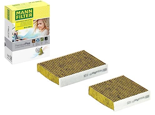 MANN-FILTER FP 21 000-2 Cabin Air Filter - FreciousPlus Biofunctional Pollen Filter - (set of 2) for Cars + Transporters