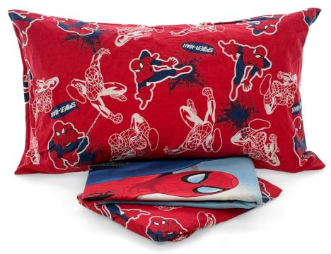 Arrediamoinsieme-nelweb Parure de lit coton flanelle Spiderman l’homme araignée, motif Marvel pour lit simple