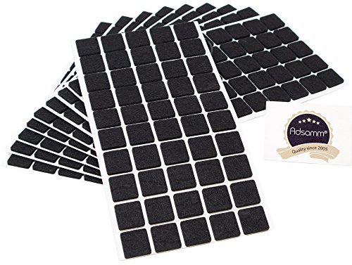 Adsamm® / 500 x Selbstklebende Filzgleiter/Schwarz / 20x20 mm/Quadratisch/Möbelgleiter aus Filz mit 3.5 mm Stärke/Möbel- und Bodengleiter