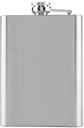 Tragbarer Flachmann aus Edelstahl, Taschenflasche für Whisky, Likör, Wein, Alkohol mit Trichter (237 ml)