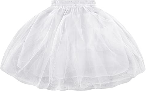 LULUSILK Girl's Hoopless Petticoat Crinoline with 3 Layers, Flower Girl Underskirt, White