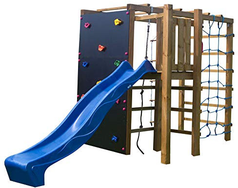 XXL Rutsche mit Klettergerüst Spielturm Kletterwand Kletternetz Kletterturm