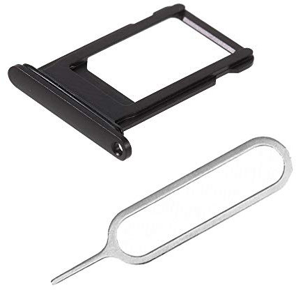 jbTec SIM-Tray +Pin kompatibel mit Apple iPhone 8 - Kartenhalter Single Slot Schlitten Rahmen Simkarte, Farbe:Schwarz