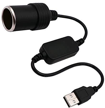 USB A Male to 12V Car Cigarette Lighter Socket Female Converter Cable (8W Max)