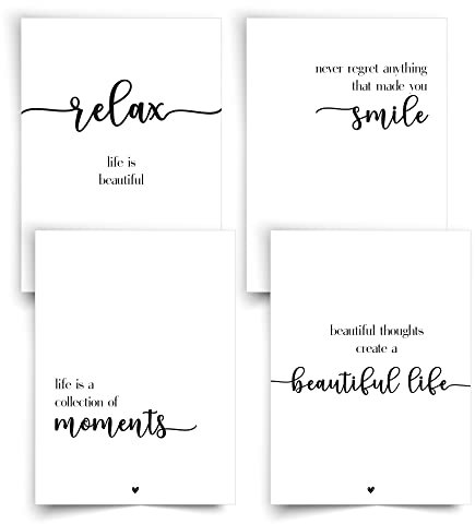 Donari® Postkarten Set in DIN A6 • Postkarten mit schönen Sprüchen in edlem Schwarz Weiß Look • Lebensweisheiten Karten (Beautiful)